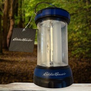 NWT Eddie Bauer LED Tube Lantern Blue Battery Operated Metal Handle Camping Home